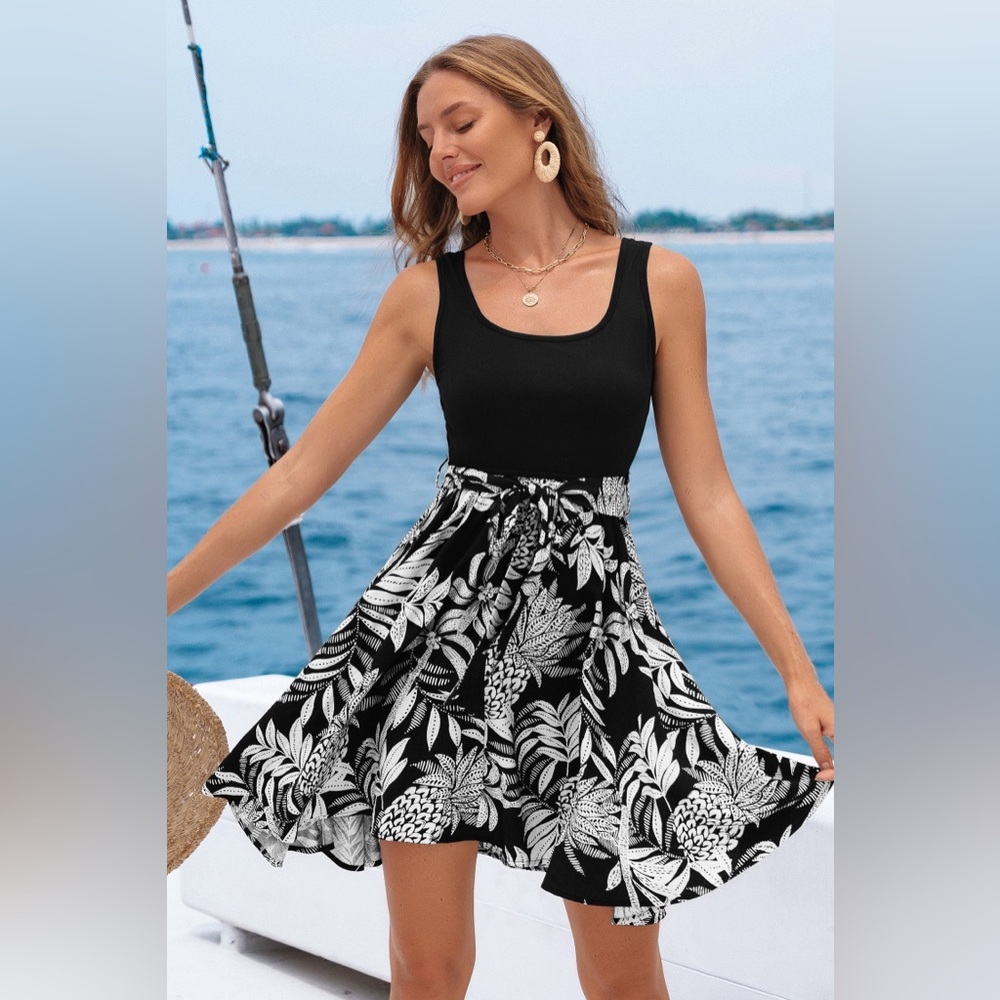 Sunset Escape Tropical Mini Dress